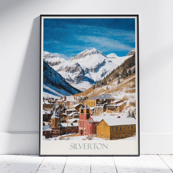 Silverton Travel Print ~ Colorado Travel Poster | Painted Wall Art & Home Decor | Framed Personalized Print | Vacation Travel Gift