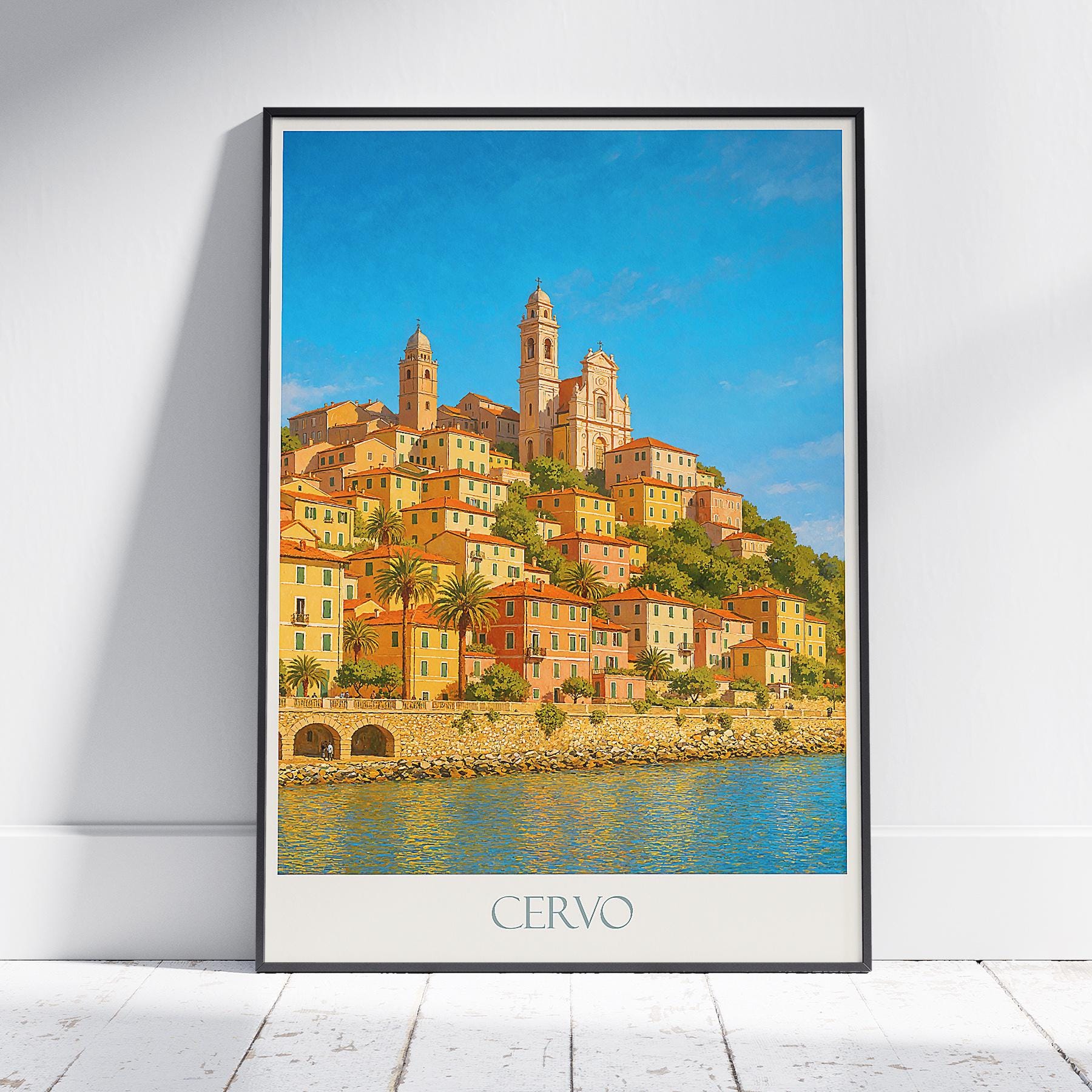 CERVO Italia 版画 額入　レトロアート Italy: Cervo | Anderson Design Group