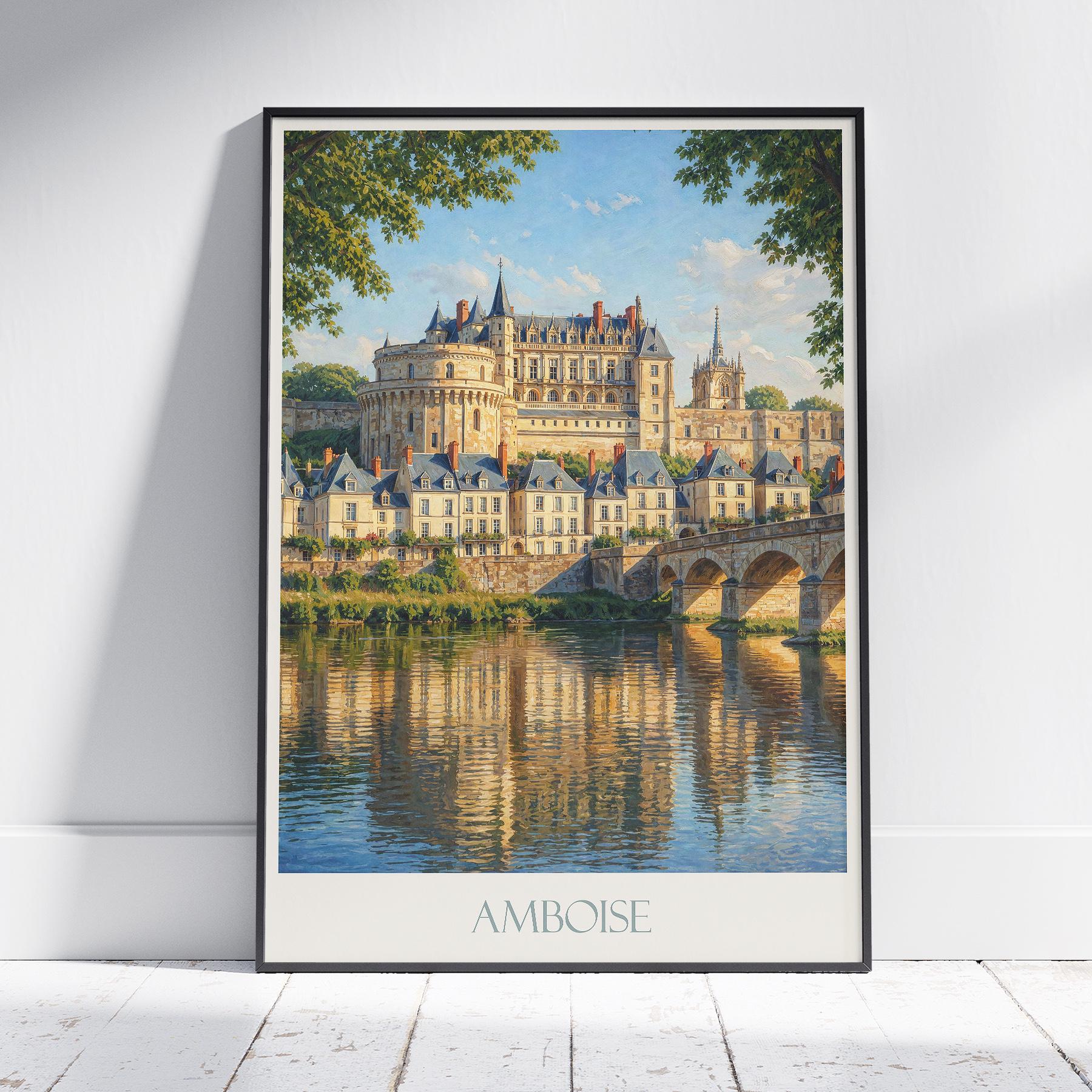 アンボワーズ城プリント: ロワール渓谷フランス旅行ポスター - Etsy 日本