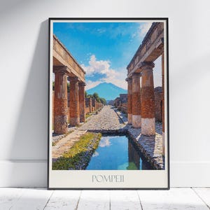 Stampa di viaggio di Pompei ~ Poster di viaggio romano in Italia / Arte murale dipinta e arredamento per la casa / Stampa personalizzata con cornice / Regalo di viaggio per le vacanze
