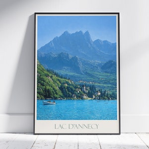 Lake Annecy Travel Print ~ France Travel Poster | Painted Wall Art & Home Decor | Framed Personalized Print | Vacation Travel Gift