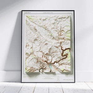 Arches National Park kaart ~ platte 2D Vintage Relief kaart afdrukken ~ Utah Poster Wall Art Decor