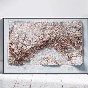 Grand Junction, Colorado ~ schaduwrijke reliëf platte 2D kaart afdrukken ~ poster Wall Art decor topografie