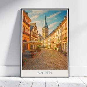 Aachen Travel Print ~ Germany Travel Poster | Painted Wall Art Print & Home Decor | Framed Personalized Print | Vacation Travel Gift
