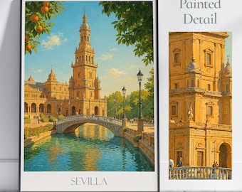 Seville Spain Travel Poster: Plaza de España Art Print
