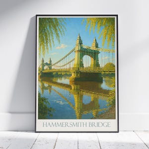 Hammersmith Bridge London Poster | River Thames Art Print | Iconic UK Travel Decor | Vintage Style Wall Art