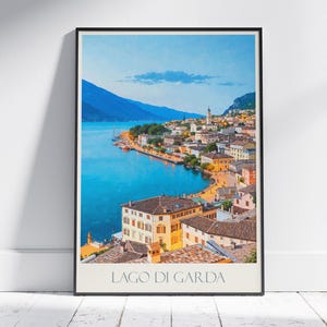 Lake Garda Travel Print ~ Italy Travel Poster | Painted Wall Art & Home Decor | Framed Personalized Print | Vacation Travel Gift
