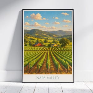 Napa Valley Travel Print ~ California Travel Poster | Painted Wall Art & Home Decor | Framed Personalized Print | Vacation Travel Gift