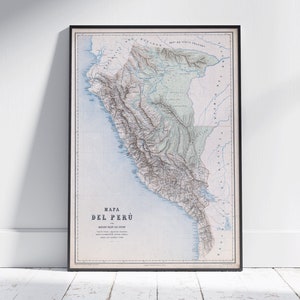 Impressão de mapa vintage do Peru ~ pôster da América do Sul, decoração de parede