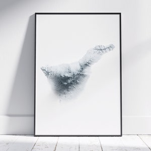 Teneriffa Karte Drucken ~ Flache 2D minimalistische Topographie ~ schattiertes Relief Poster Wandkunst modernes Dekor