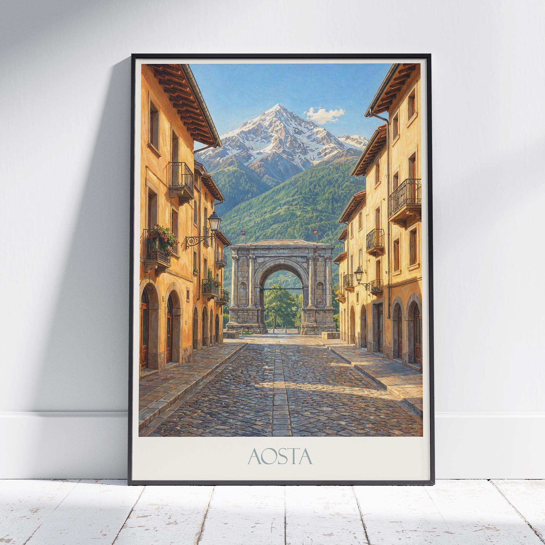 Aosta Italy Travel Poster: Italian Alps Archway Art Print - Etsy