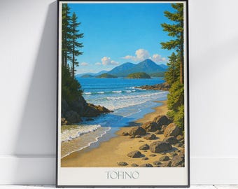 Tofino Canada Travel Poster: Vancouver Island Beach Painted Art Print