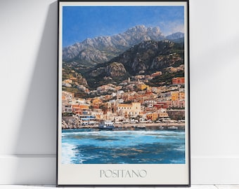 Positano Italy Travel Poster: Amalfi Coast Wall Art