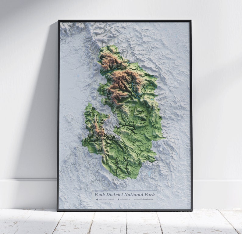 Peak District Map Print Flat 2D Topographic Shaded Art Etsy peak-district-map-print-flat-2d-topographic-shaded-art-etsy