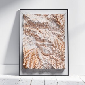 Aspen, Colorado ~ Vintage schaduwrijke reliëf platte 2D kaart afdrukken ~ Poster Wall Art Decor topografie