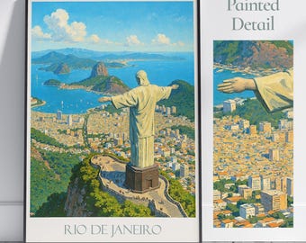 Rio de Janeiro Travel Poster: Christ the Redeemer, Brazil Skyline