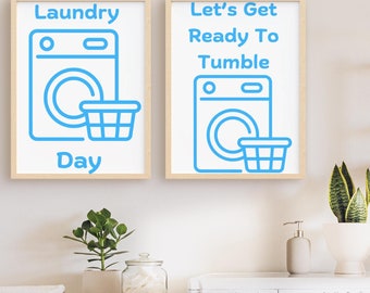 Juego de 2 impresiones divertidas de póster de lavandería, impresión de lavandería, arte de lavandería, decoración de lavandería, arte de lavandería, arte de pared de lavandería, arte de moda