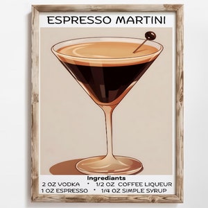 Espresso Martini Art, Espresso Martini Print, Martini Art Poster Print, Cocktailrezept Kunstposter, Signature Drink Sign, Alkoholdrucke