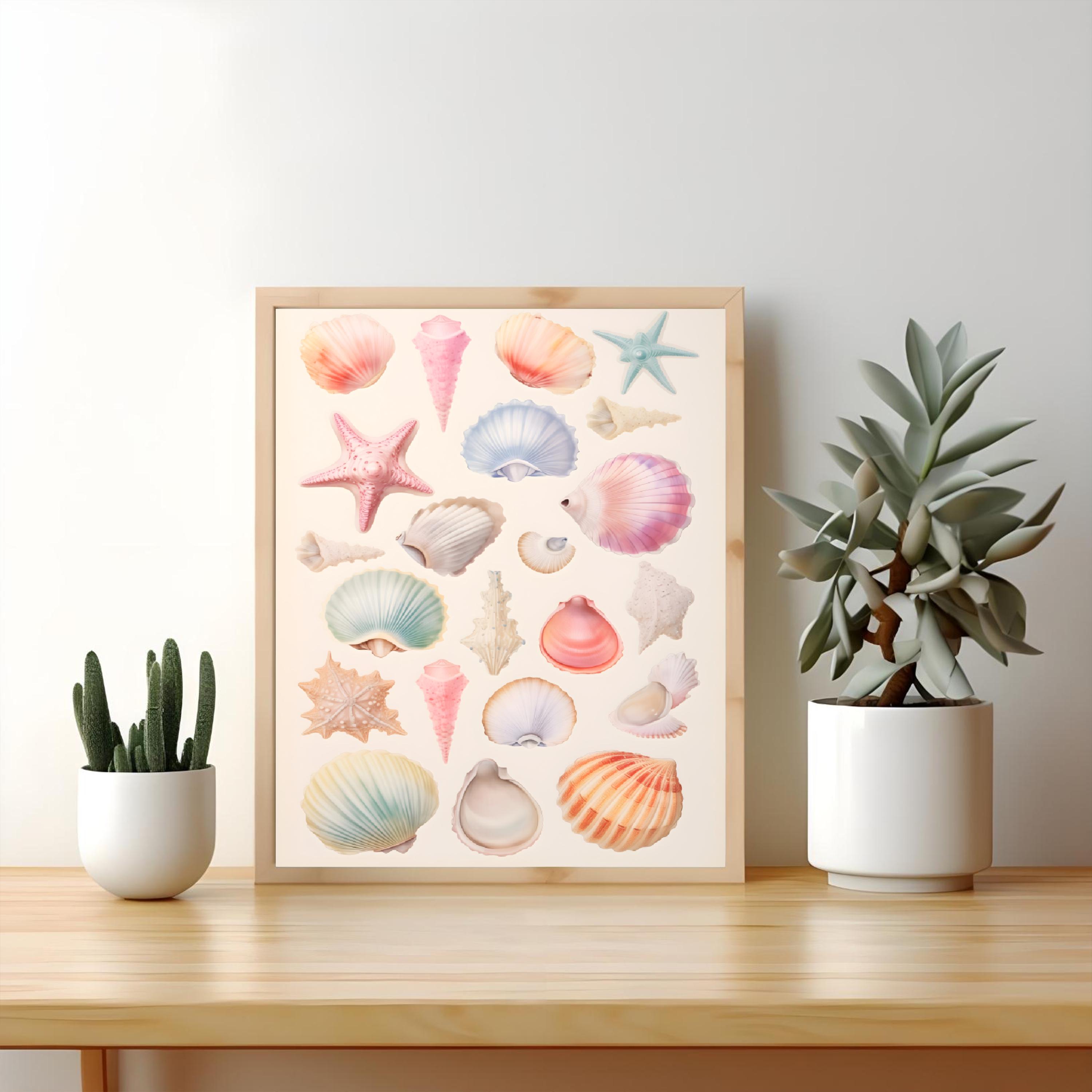 Seashell Print, Seashell Art, Beachy Wall Art, Trendy Coastal Wall Art ...
