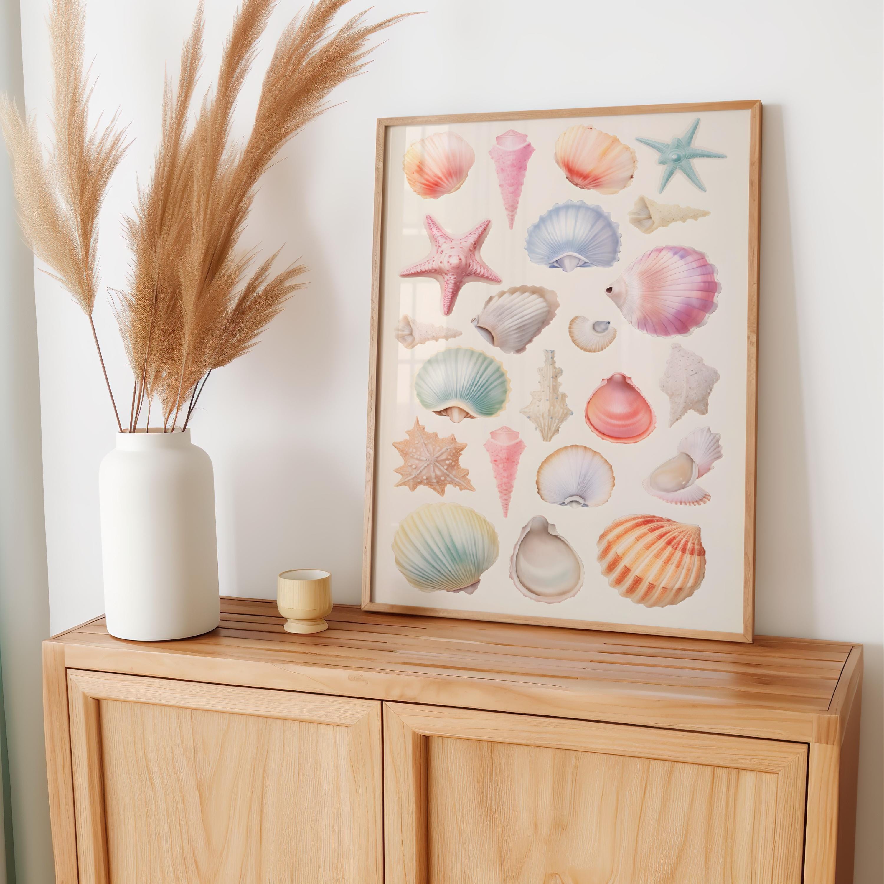 Seashell Print, Seashell Art, Beachy Wall Art, Trendy Coastal Wall Art ...