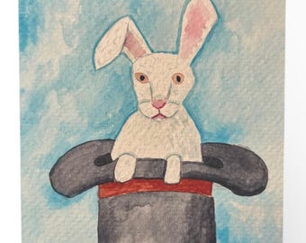 Rabbit in Hat Greeting Cards (1, 10, 30, and 50pcs)