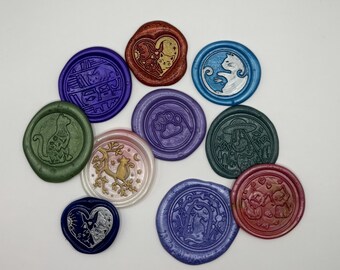 Cat Assorted Wax Seal Stickers, Set of 10, Letter Writing Self-Adhesive Wax Seal Stickers, Pen Pal Supplies