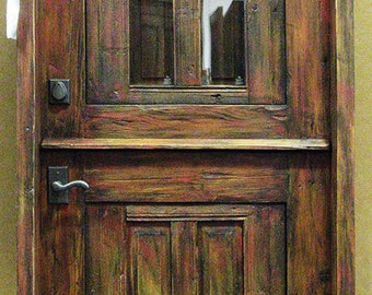Antique Hand Carved French Door, Red Distressed, Custom Built Interior Exterior Doors, Sliding, Hinge, Double & Single Door, Pantry Doors