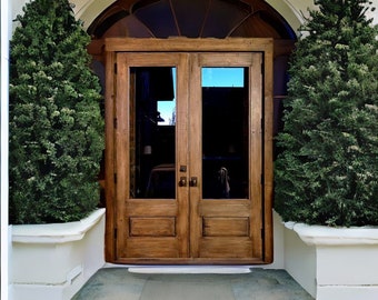 Antique Walnut Distressed French Door, Custom Built Interior Exterior Doors, Sliding Hinge Double Single Doors, Pocket Door, Pantry Doors