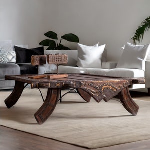Solid Wood Camel Cart Carved Coffee Table | Hand carved Furniture | Living room Furniture |Indian Furniture |Antique Furniture |Traditional