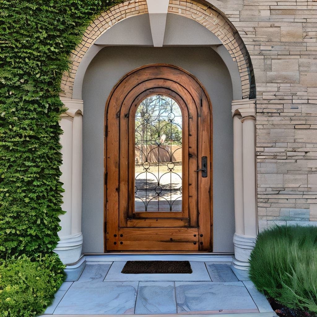 Custom Built Solid Wood Arched Door, French Wooden Pantry Door ...