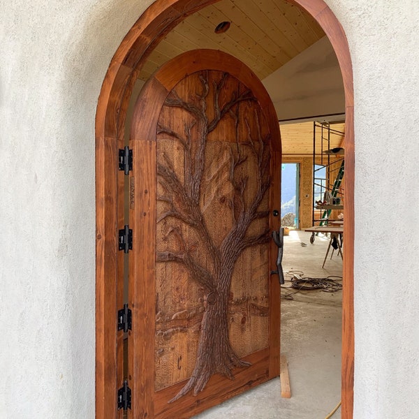 Hand-Carved Tree of Life Door | Front Door | Antique Doors | Custom Made Wooden interior Exterior Doors | Pivot Door | Wall Decor