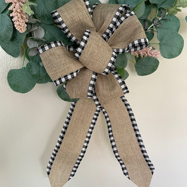 Pre-made Bows | ready made  bows | handmade bows for wreaths, presents, birthday,Christmas. Black & white bows | burlap bows - Made to order