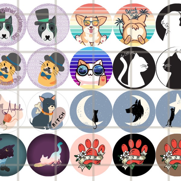 Cat Dog Graphics Circle Button Images