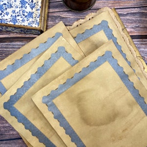 Junk Journal Papiere Kaffee gefärbt Zertifikat Diploma Blau | 10 Bögen | Grungy, Junk Journal Zubehör, Mixed Media, Ephemera