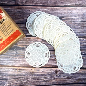Vintage Spitzendeckchen Seltenes Spitzendeckchen Geprägtes Spitzendeckchen Alter Ivory 1950 | Nr. 10 | Junk Journal Zubehör, Ephemera, Scrapbooking, Junk Journal Papiere