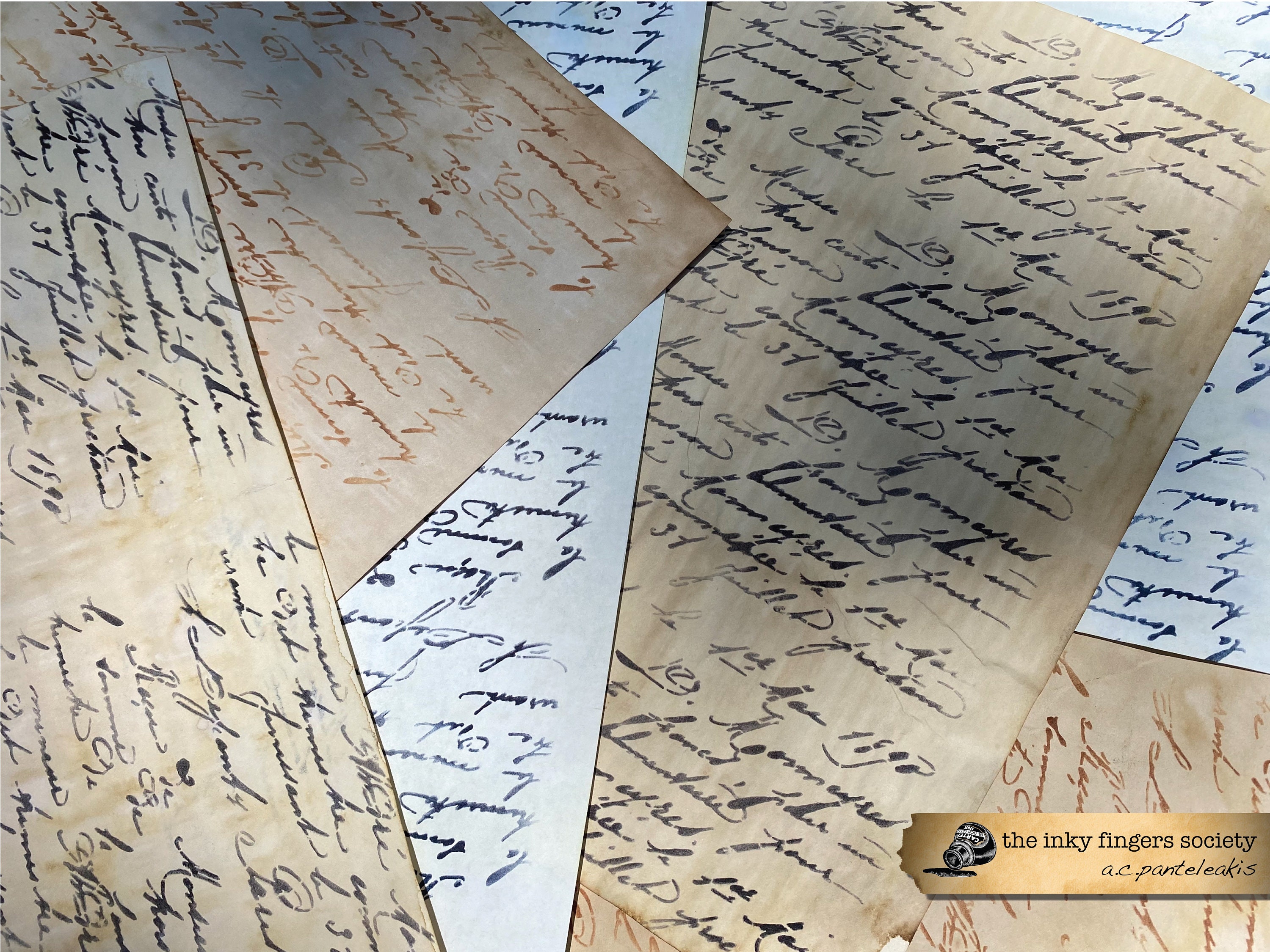 Hand Stenciled Vintage Handwriting on Coffee Dyed Paper | 5 Sheets ...