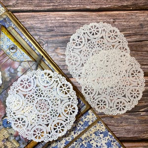 Vintage Doilies Rare Embossed Lace Paper Doily Aged 1960s | 6" Snowflake | Junk Journal Supply, Ephemera, Scrapbooking, Junk Journal Paper