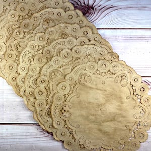 Paper Doilies Vintage Style French Lace Aged | 12 Inch | 10, 50, 100 | Wedding Place Setting | Party Placemats | Elegant, Rustic, Farmhouse