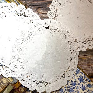 Vintage Doilies Rare Embossed Lace Paper Doily Aged 1960s | 8 Inch Round | Junk Journal Supplies, Ephemera, Scrapbooking, Junk Journal Paper