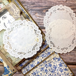Vintage Doilies Rare Embossed Lace Paper Doily Aged 1960s | 6 Inch Round | Junk Journal Supplies, Ephemera, Scrapbooking, Junk Journal Paper