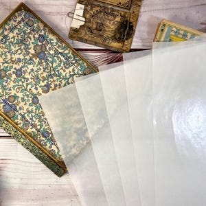 Hojas de papel glassine de gran tamaño / 5 hojas de 20" x 16" cada una / Papel para diario basura, Papel vintage, Suministros para diario basura, Efímeras