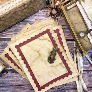 Junk-Journal Papiere Kaffee gefärbt Zertifikat Diplom Rot | 10 Bögen | Grungy, Junk Journal Zubehör, Mixed Media, Ephemera