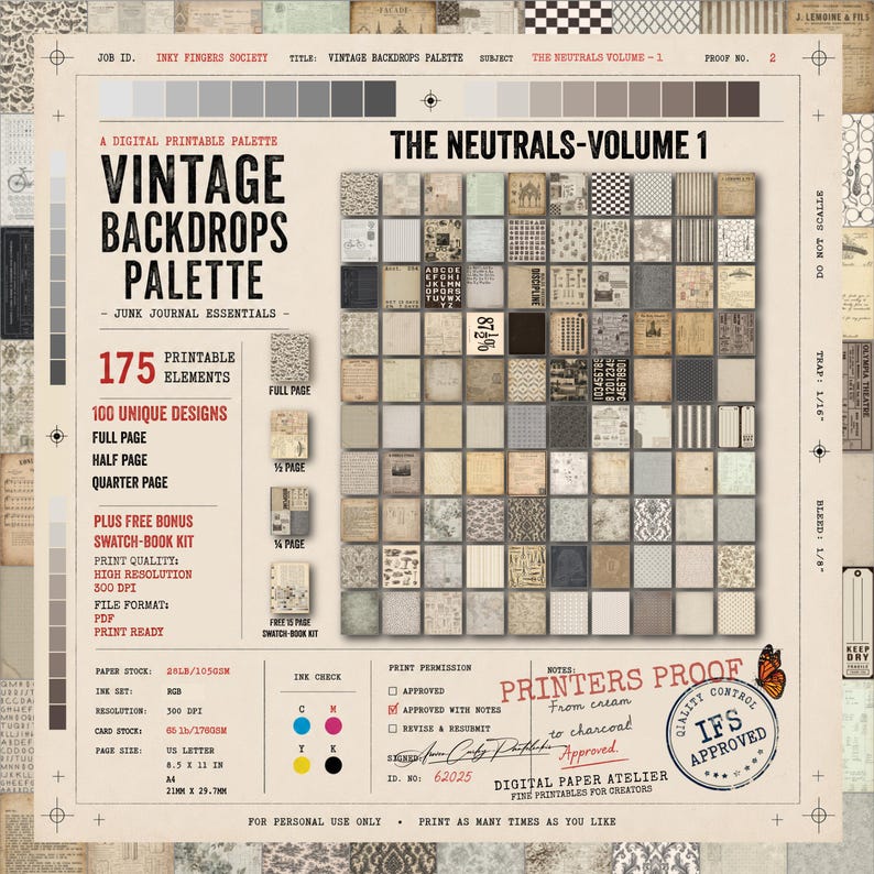 Junk Journal Bundle | Neutral Printable Papers | 175 Vintage Papers ...
