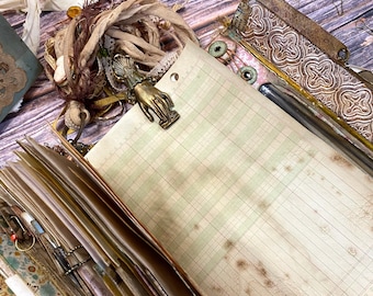 Coffee Dyed Ledger Paper | 10 Sheets | Journaling, Junk Journal Supplies, Mixed Media, Ephemera, Collage, Grungy