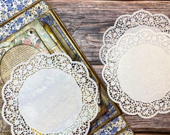Vintage Embossed Lace Paper Doilies: 1960s Ephemera, Junk Journal Supply