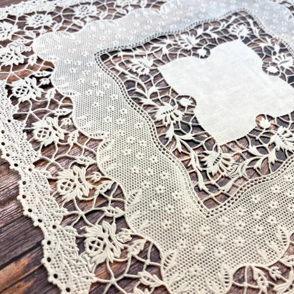 Vintage Paper Doilies Square Doily Rare 1950s Lace Doily Ivory Delicate Floral Leaf Pattern | Junk Journal Supplies, Ephemera, Scrapbooking