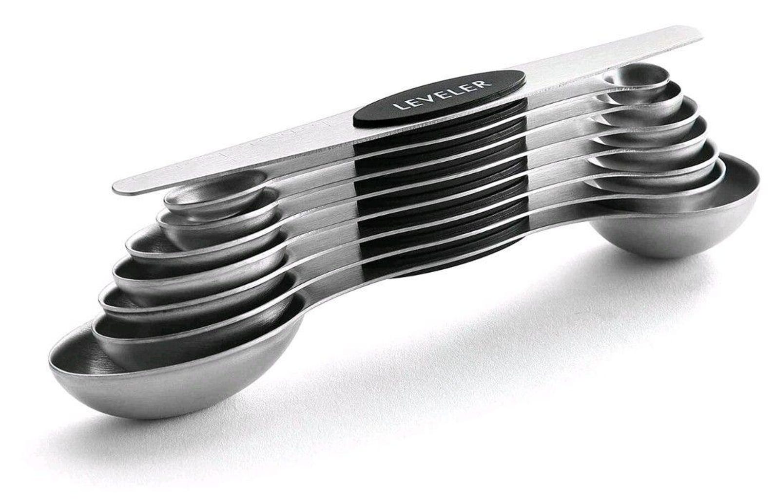 Magnetic Dual Sided Measuring Spoons With Leveler Set of 8-3 Colors to ...