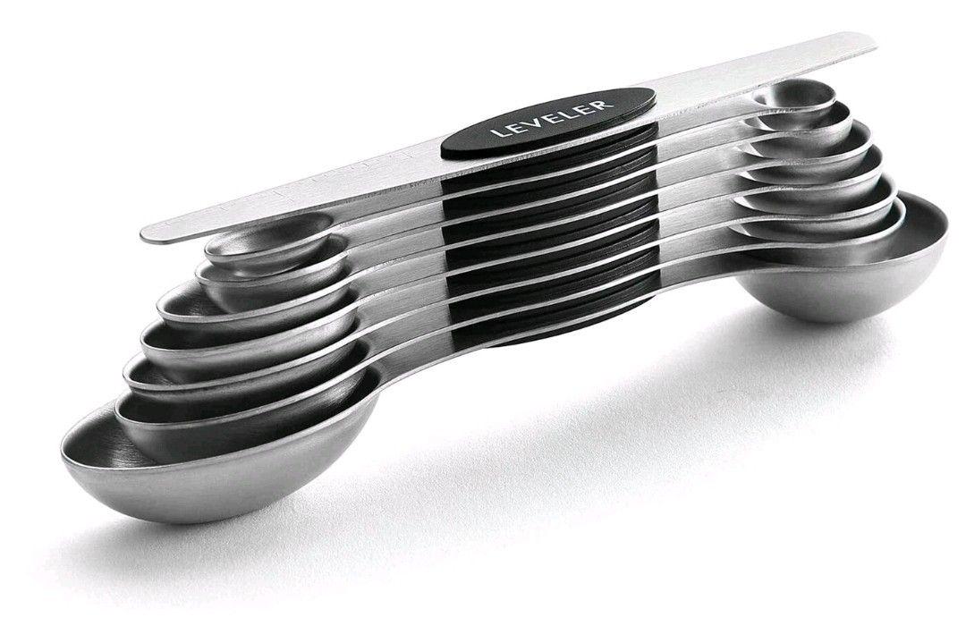 Magnetic Dual Sided Measuring Spoons With Leveler Set of 8-3 Colors to ...