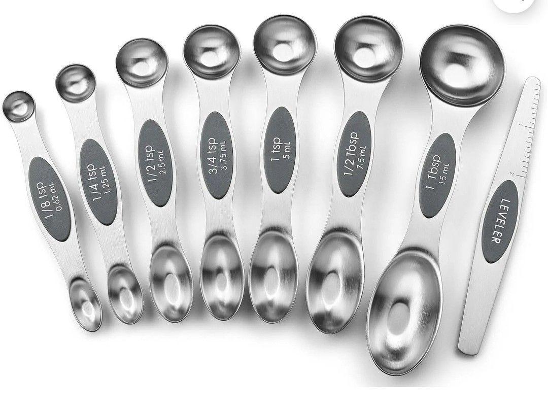 Magnetic Dual Sided Measuring Spoons With Leveler Set of 8-3 Colors to ...