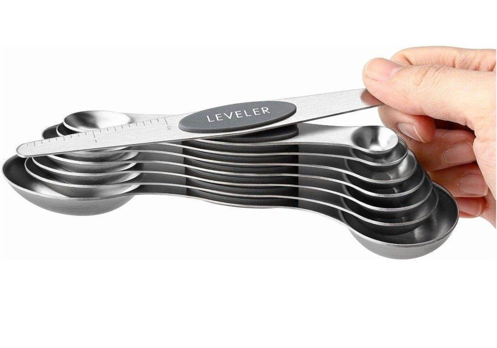 Magnetic Dual Sided Measuring Spoons With Leveler Set of 8-3 Colors to ...